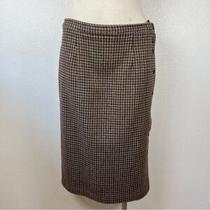 American Vintage Plaid Pencil Skirt in Brown and Red
